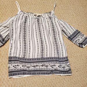 White cold shoulder blouse